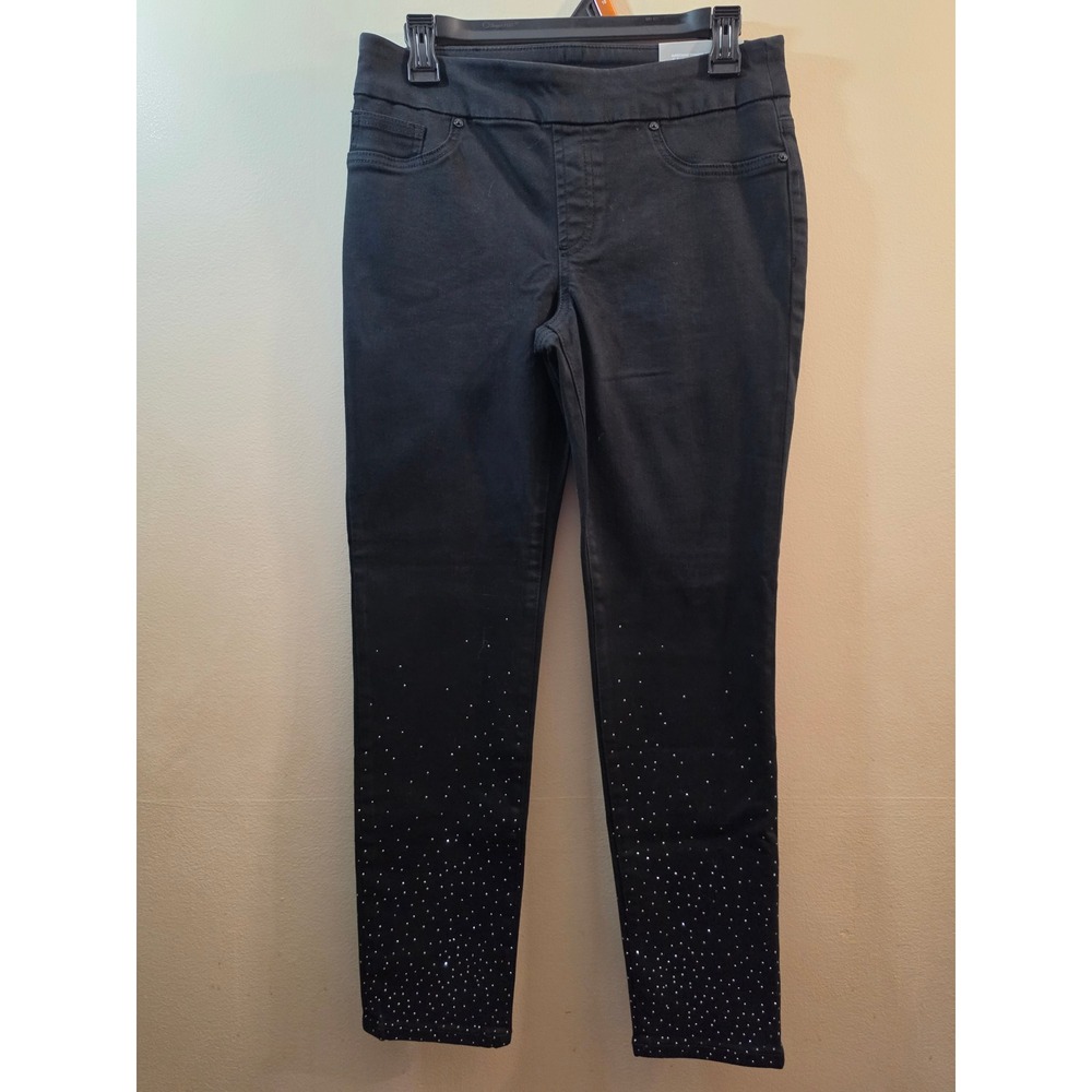 Chicos Black Scattered Stones Pull On Ankle Jegging Size 00R US 2R‎ Rhinestone